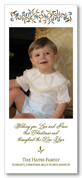 Jingle Bell Laurel Christmas Card Vertical (Policy)