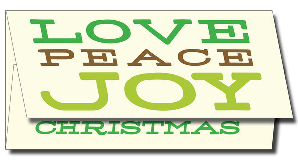 Love Peace Joy (Chocolate on Ecru)