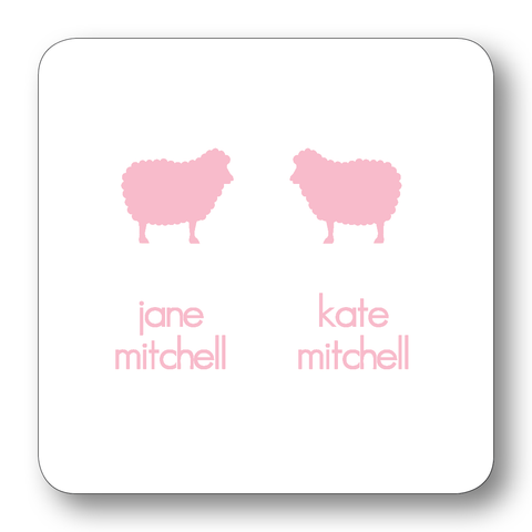 Sheep Pair Silhouette - Pale Pink (Customizable)